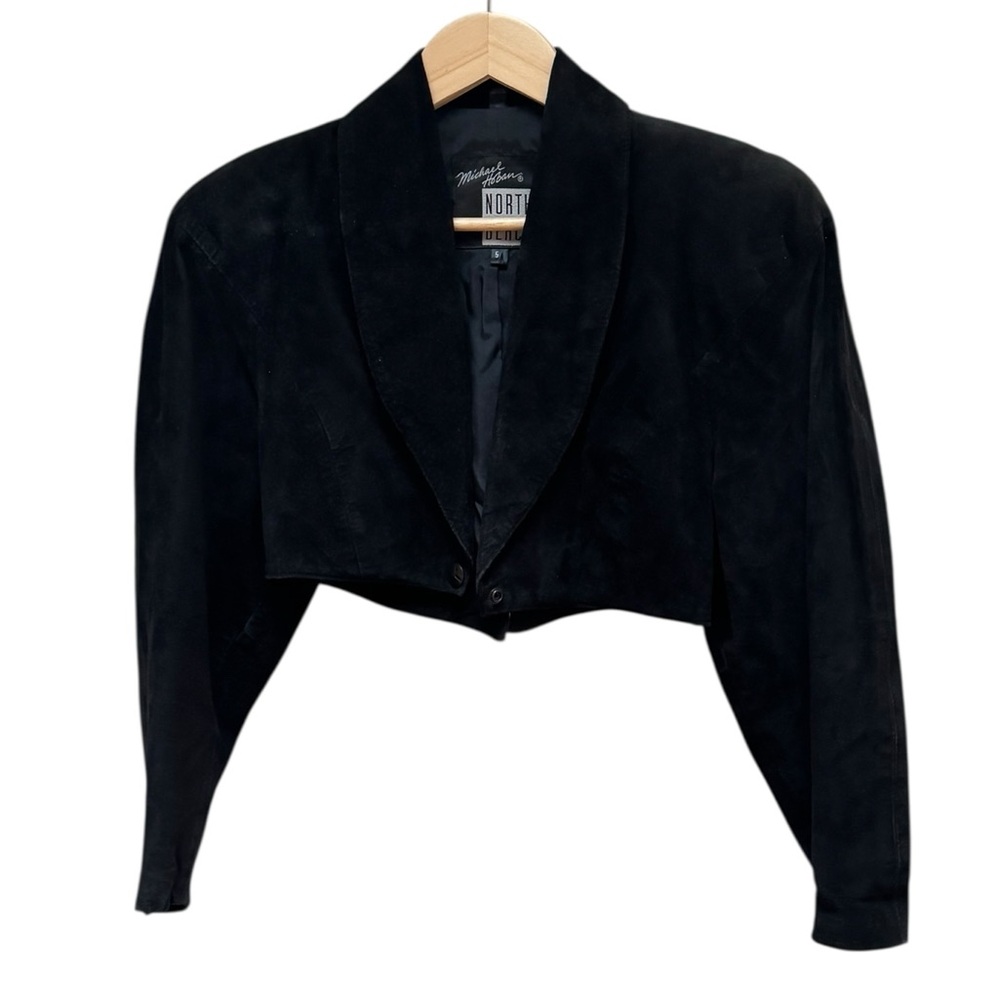 Michael Hoban for North Beach Vintage 80s Black Cropped Leather Jacket - Picture 3 of 9
